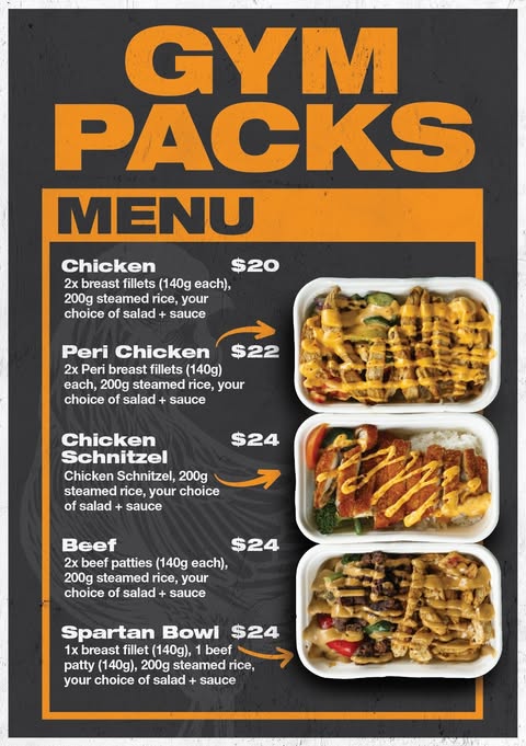 Putney Charcoal Gym Packs menu