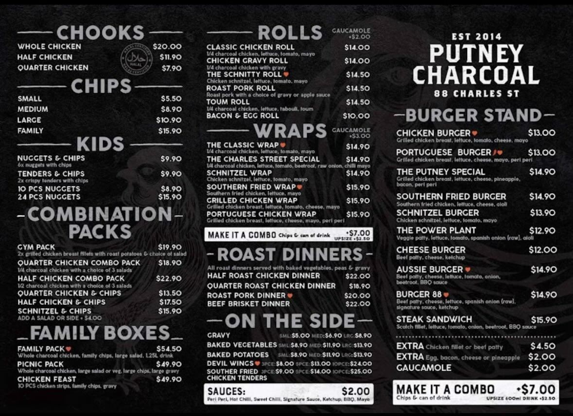Putney Charcoal main menu